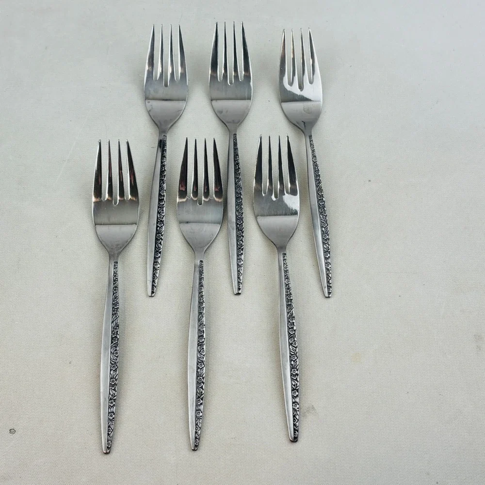 Bouquet by Coventry Salad Fork Set of 6 JH Stainless Japan Floral Flatware